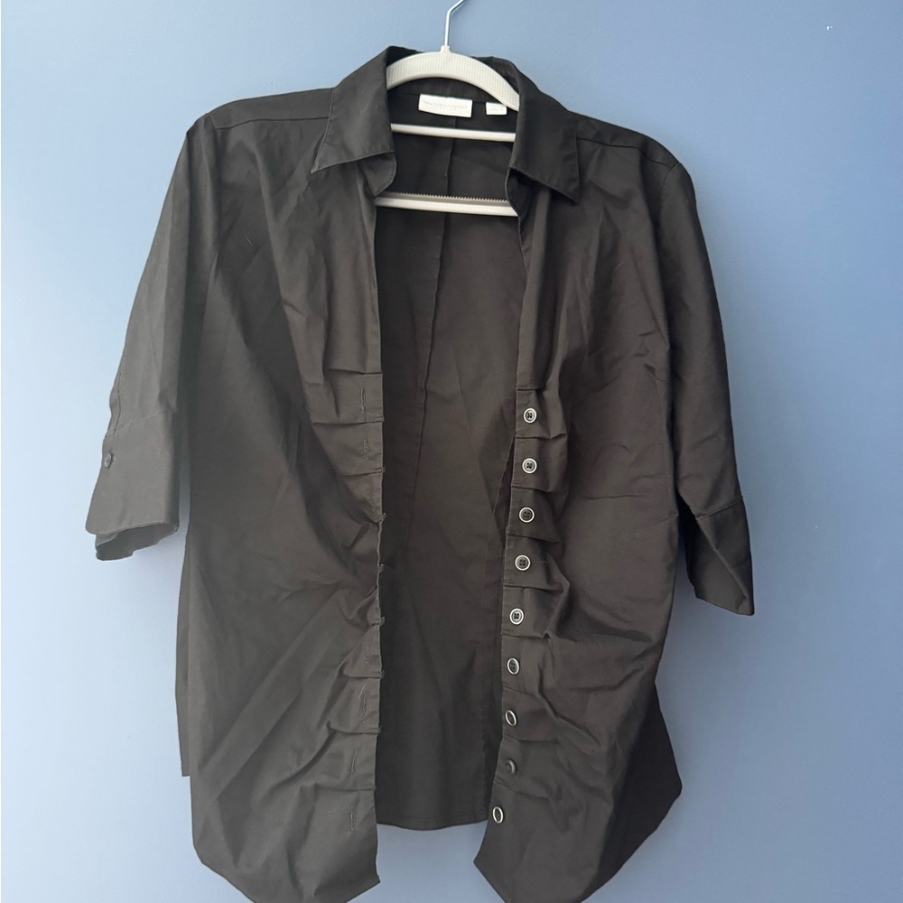 New York & Company Black Button-Down Shirt